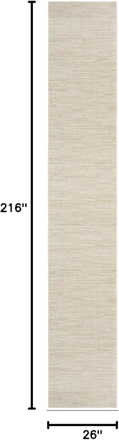 Nourison Home Nourison Essentials Ivory Beige 2'2" x 18' Area Rug - Easy Clean, Non Shedding, Bed Room, Living Room, Dining Room, Kitchen (18' Runner)
