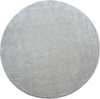 Hand Knotted Loom Wool ECO-Friendly Area Rugs - 8'x8', Round, Beige Color, Solid Plain Design, High Pile Thick Handmade Anti Skid Area Rugs for Living Room, Bed Room (L00111)