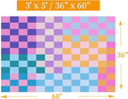 Multicolored Checkered Rug 3x5 Washable Ultra-Thin Funky Bedroom Rug Non-Slip Soft Multicolored Stain Resistant Carpet for ‎Dining Room Office