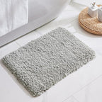 Small Bathroom Rug 17x24 Non Slip Gray Fluffy Bath Mat for Bathroom Floor Washable Plush Luxury Bath Rug for Tub Soft Shaggy Absorbent Shower Mat