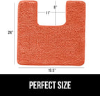 GORILLA GRIP Plush Absorbent Shaggy Chenille Bath Rug Mat for Square Toilet Base with Rubber Backing, Machine Washable Rugs, Soft Microfiber Contour Mats for Toilets, Bathroom Decor, Coral