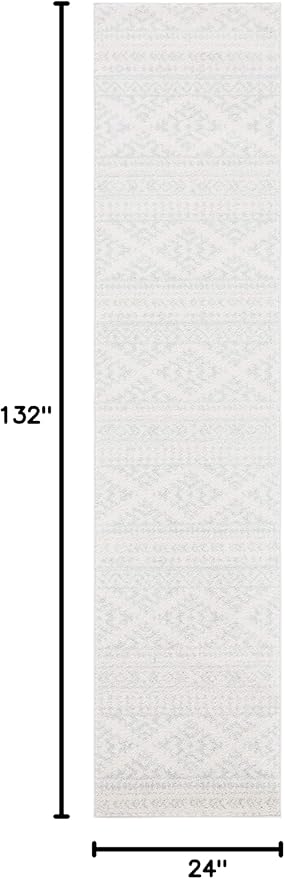 SAFAVIEH Tulum Collection Runner Rug - 2' x 11', Ivory & Light Grey, Moroccan Boho Tribal Design, Non-Shedding & Easy to Clean, Ideal for Living Room, Hallway, Foyer, Entryway, Bedroom (TUL272G)