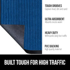 GORILLA GRIP Waterproof Traffic Guard Door Mat, 47x35, Heavy Duty Entryway Mats, Strong Rubber Back Commercial Utility Rugs for Office Hallway, Garage Floor and Home, Low Profile Carpet Runner, Blue