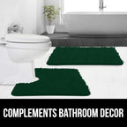 GORILLA GRIP Plush Absorbent Shaggy Chenille Bath Rug Mat for Square Toilet Base with Rubber Backing, Machine Washable Rugs, Soft Microfiber Contour Mats for Toilets, Bathroom Decor, Hunter