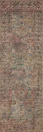 Loloi Amber Lewis Billie Collection, Aqua & Rust 7'-6" x 9'-6" Area Rug – Antique & Distressed Accent Rugs for Living Room, Bedroom, Entryway & Hallway, No Shed High Traffic Area Home Decor Rug