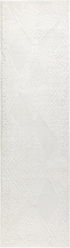 Antep Rugs Palafito 2x10 Geometric Shag Diamond High-Low Pile Textured Indoor Runner Rug (White, 2' x 10')