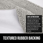 GORILLA GRIP Bath Rug Mat 48x17, Soft Absorbent Chenille, Quick Dry Microfiber Mats, Rubber Backing Washable Shower Floor Rugs, Bathmat Runner, US Designed Bathroom Home Decor Accessories Light Gray