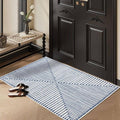 GLN Rugs Contemporary Collection - Machine Washable Area Rug, Contemporary Washable, Non Slip, Low Pile Chenille Rug, Living Room, Bedroom, Kitchen Rug (2' x 3' Blue Ivory)