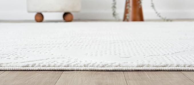 Adel Modern Area Rug for Living Room, 6x9 Rustic Distressed Abstract Cream Neutral Rug, Medium Pile Stain Resistant Carpet for Bedroom, Dining Room or Kitchen (6' x 9', Cream)