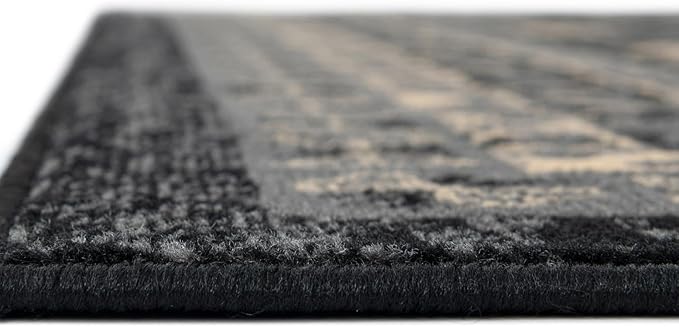 Unique Loom Taftan Collection Border Geometric Tribal Inspired Design Area Rug (2' 7 x 10' 0 Runner, Black/ Gray)