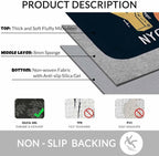 New York City Bath Mats for Bathroom New York Theme on Black Background Floor Bath Rugs Machine Washable Bathmat Carpet Rug Room Decor for Shower Floor 16 X 24 inch Mat