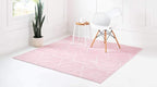 Unique Loom Trellis Frieze Collection Area Rug - Geometric (7' Square, Light Pink/ Ivory)