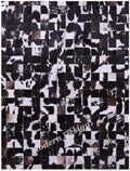 Modern Design Premium Cowhide Leather Carpet with Chevron Pattern, Area Rug (Brown/White-2, 3x14)