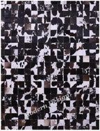 Modern Design Premium Cowhide Leather Carpet with Chevron Pattern, Area Rug (Brown/White-2, 3x12)