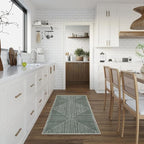 GLN Rugs Contemporary Collection - Machine Washable Area Rug, Contemporary Washable, Non Slip, Low Pile Chenille Rug, Living Room, Bedroom, Kitchen Rug (2'6" x 10' Beige Green)