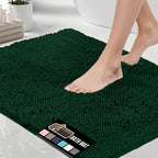GORILLA GRIP Bath Rug Mat, Thick Soft Absorbent Chenille, Quick Dry Microfiber Mats, Rubber Backing Washable Shower Floor Rugs, US Designed Bathroom Bathmat Home Decor Accessories, 24x17, Hunter Green