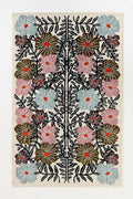 Bold Floral Hand-Tufted Wool Rug 5x5 Ft (Square) – Vintage-Style Area Carpet with Modern Botanical Pattern for Living Room, Bedroom, Nursery, Cottagecore Décor, Soft Wool Pile, Cotton Backing