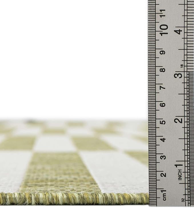 Unique Loom Outdoor Striped Collection Area Rug - Striped (12' Round Green/Ivory)