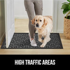 GORILLA GRIP 100% Waterproof All-Season WeatherMax Doormat 35x23, US Designed Natural Rubber, Stain and Fade Resistant, Low Profile Indoor Outdoor Door Mats, Easy Clean Patio Mat, Slate Geometric
