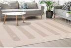 Beige Carpet for Bedroom with Striped Design, 5x7 Washable Boho Rug for Living Room or Versatile Accent to Refresh Any Room Décor