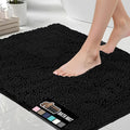 GORILLA GRIP Bath Rug Mat 48x24, Thick Soft Absorbent Chenille, Quick Dry Microfiber Mats, Rubber Backing Washable Shower Floor Rugs, Bathmat Runner, US Designed Bathroom Home Decor Accessories Black