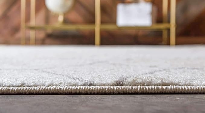 Unique Loom Trellis Frieze Collection Area Rug - Geometric (6' Square, Ivory/ Gray)