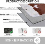 Cowhide Bath Mat for Bathroom Farm Animal Brown Cowhide Print Cow Bath Rugs Door Mat Non Slip Rubber Backed Bathroom Floor Mat for Bathtub Sink Shower 20"X32"