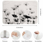 Cosmos Flowers Bathroom Mat Rugs Black and White Pattern Microfiber Faux Cashmere Thick Plush Bath Mat Non-Slip Water Absorbent Bath Carpet for Bathtub Bathroom Floor Tub 16X24 Inch