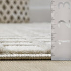 Abani Cream Grid Textured Area Rug - 6' x 9' - Chunky, Plush and Soft Washable Carpet - Perfect for Living Room & Bedroom - Plush Deco Collection