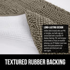 GORILLA GRIP Plush Absorbent Shaggy Chenille Bath Rug Mat for Square Toilet Base with Rubber Backing, Machine Washable Rugs, Soft Microfiber Contour Mats for Toilets, Bathroom Decor, Latte