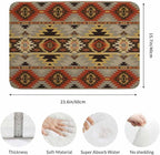 Geometric Pattern Bath Rugs American Navajo Style Aztec Microfiber Bathroom Mat Soft Plush Shaggy Shower Mat for Bathroom Fluffy Comfortable Water Absorbent Carpet Non-Slip Machine Washable 16"X24"