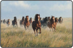 Horses Gallop Across The Grassland Area Rug Washable Outdoor Rugs Anti-Slip Soft Carpet Entryway Indoor Door Mat for Bedroom,Living Room,Porch,Terrace and Entrance Decor 2'x 1'