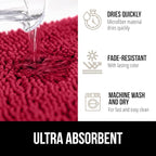 GORILLA GRIP Plush Absorbent Shaggy Chenille Bath Rug Mat for Square Toilet Base with Rubber Backing, Machine Washable Rugs, Soft Microfiber Contour Mats for Toilets, Bathroom Decor, Red