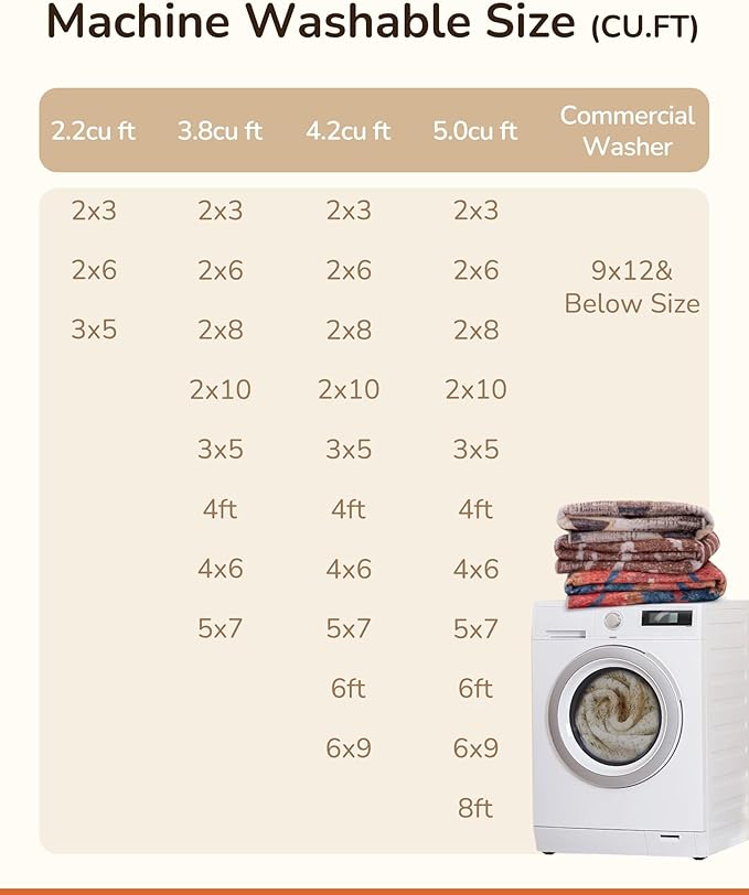 Area Rug 10x12 Rug Machine Washable Non-Slip Low Pile Print Pattern Western Rug for Living Room Bedroom Entryway Tribal Series-Cream/Camel