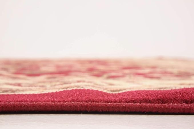 Unique Loom Sialk Hill Collection Area Rug - Washington (7' 10" Square Burgundy/Cream)