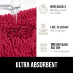GORILLA GRIP Bath Rug Mat, Thick Soft Absorbent Chenille, Quick Dry Microfiber Mats, Rubber Backing Washable Shower Floor Rugs, US Designed Bathroom Bathmat Home Decor Accessories, 24x17, Red