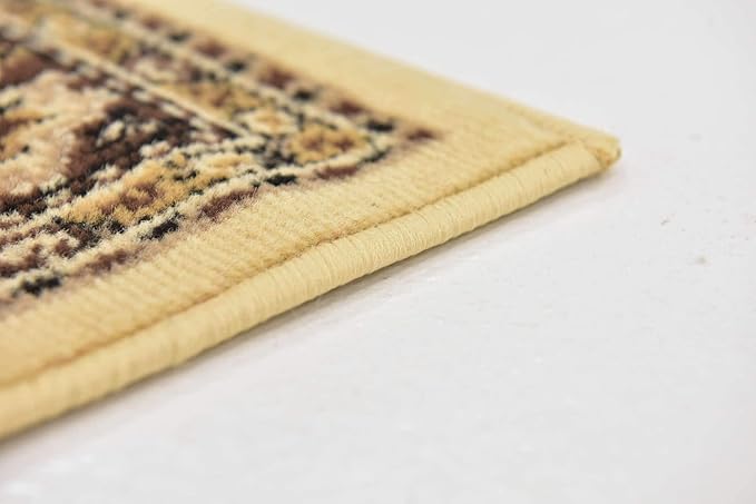 Unique Loom Reza Collection Traditional Persian Style Area Rug, 2 ft 7 in x 10 ft, Ivory/Brown
