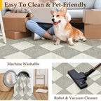 5x7 Checkered Area Rugs for Living Room Grey Machine Washable Large Rug Non-Slip Stain Resistant Low Pile Boho Accent Indoor Throw Carpet for Office Bedroom Dining Room Classroom