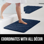 GORILLA GRIP Bath Rug Mat 44x26, Soft Absorbent Chenille, Quick Dry Microfiber Mats, Rubber Backing Washable Shower Floor Rugs, Bathmat Runner, US Designed Bathroom Home Decor Accessories Navy Blue