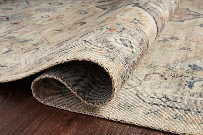 Loloi Hathaway Collection HTH-07 Multi/Ivory 7'-6" x 9'-6", .25" Thick Area Rug, Soft, Durable, Printed, Modern, Low Pile, Non-Shedding, Easy Clean, Living Room Rug