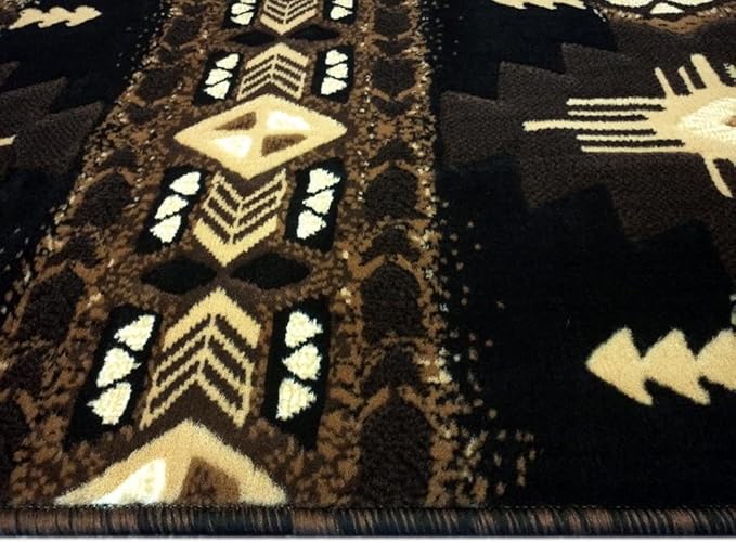 YHSF South West Native American Area Rug C318 - Easy Clean, Thick, Soft, Durable Native Tribal American Indian Inspired Rug for Bedroom/Living Room and More - Black, 2 Feet x 7 Feet
