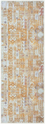 GLN Rugs Traditional Collection - Machine Washable Area Rug, Traditional Washable, Non Slip, Low Pile Chenille Rug, Living Room, Bedroom, Kitchen Rug (2'6" x 10' Sand/Light Gray)