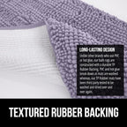 GORILLA GRIP Bath Rug Mat 44x26 Thick Soft Absorbent Chenille, Quick Dry Microfiber Mats, Rubber Backing Washable Shower Floor Rugs, Bathmat Runner Bathroom Home Decor Accessories Light Purple
