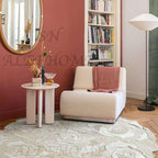 Round Floral Area Rug – Elegant Textured Rose Design – Soft Decorative Circle Mat with Non-Slip Backing for Living Room, Bedroom, Nursery, or Entryway (White_6x6 ft)