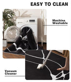 YIHOUSE Modern Washable Area Rug for Living Room Bedroom - Large Abstract Black and White Rug Non-Slip Ultra-Thin Home Decor (Dark Warping, 8'x10'ft)