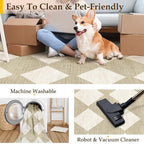9x12 Checkered Area Rugs for Living Room Beige Machine Washable Large Rug Non-Slip Stain Resistant Low Pile Boho Accent Indoor Throw Carpet for Bedroom Dining Room Home Aesthetic Decor