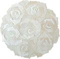 Round Floral Area Rug – Elegant Textured Rose Design – Soft Decorative Circle Mat with Non-Slip Backing for Living Room, Bedroom, Nursery, or Entryway (White_4x4 ft)