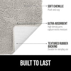 GORILLA GRIP Bath Rug Mat 36x24, Soft Absorbent Chenille, Quick Dry Microfiber Mats, Rubber Backing Washable Shower Floor Rugs, Bathmat Runner, US Designed Bathroom Home Decor Accessories Light Gray