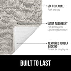 GORILLA GRIP Bath Rug Mat 30x20, Thick Soft Absorbent Chenille, Quick Dry Microfiber Mats, Rubber Backing Washable Shower Floor Rugs, US Designed Bathroom Bathmat Home Decor Accessories, Light Gray