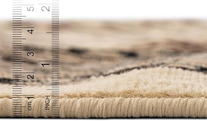 Unique Loom Sialk Hill Collection Area Rug - Washington (4' Square Ivory/Black)